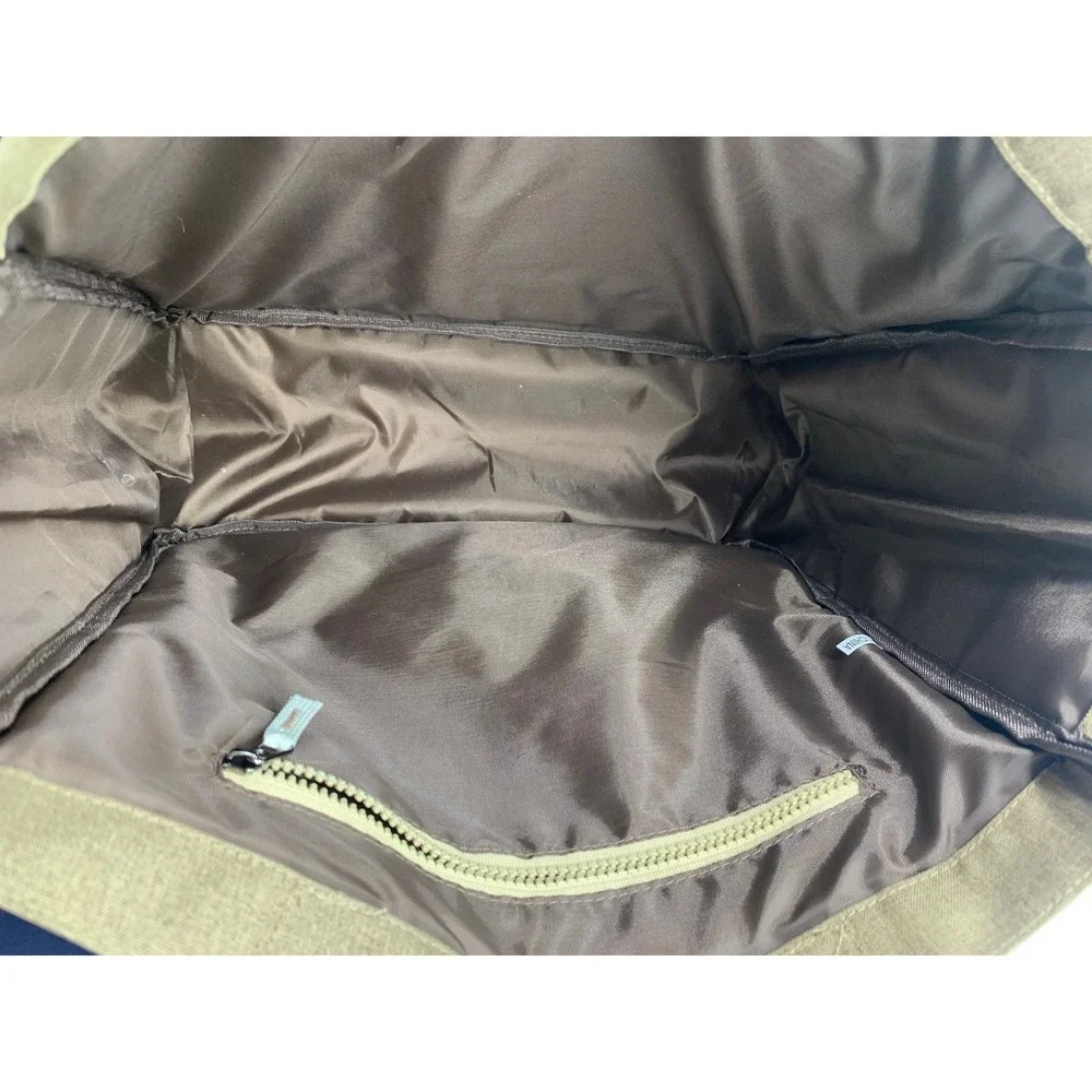 Bella Russo Large Canvas Tote Bag Tan Khaki Crossbody Shoulder‎ Strap Travel 18